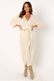 Nova Wrap Knit Midi Dress Taupe