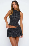 Runaway Heart Top Black White Polka Dot