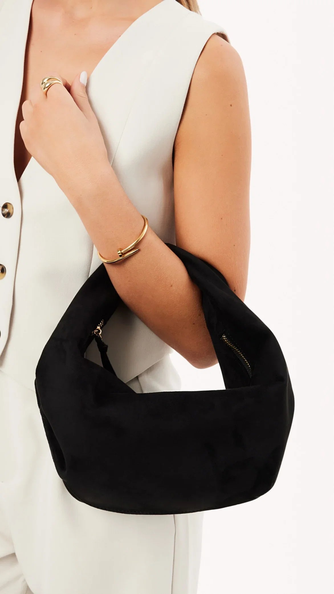 Renee Shoulder Bag Black Suede