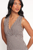 Queenie Midi Dress Brown Gingham