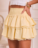 Sunlit Escape Tiered Ruffle Trim Mini Skirt