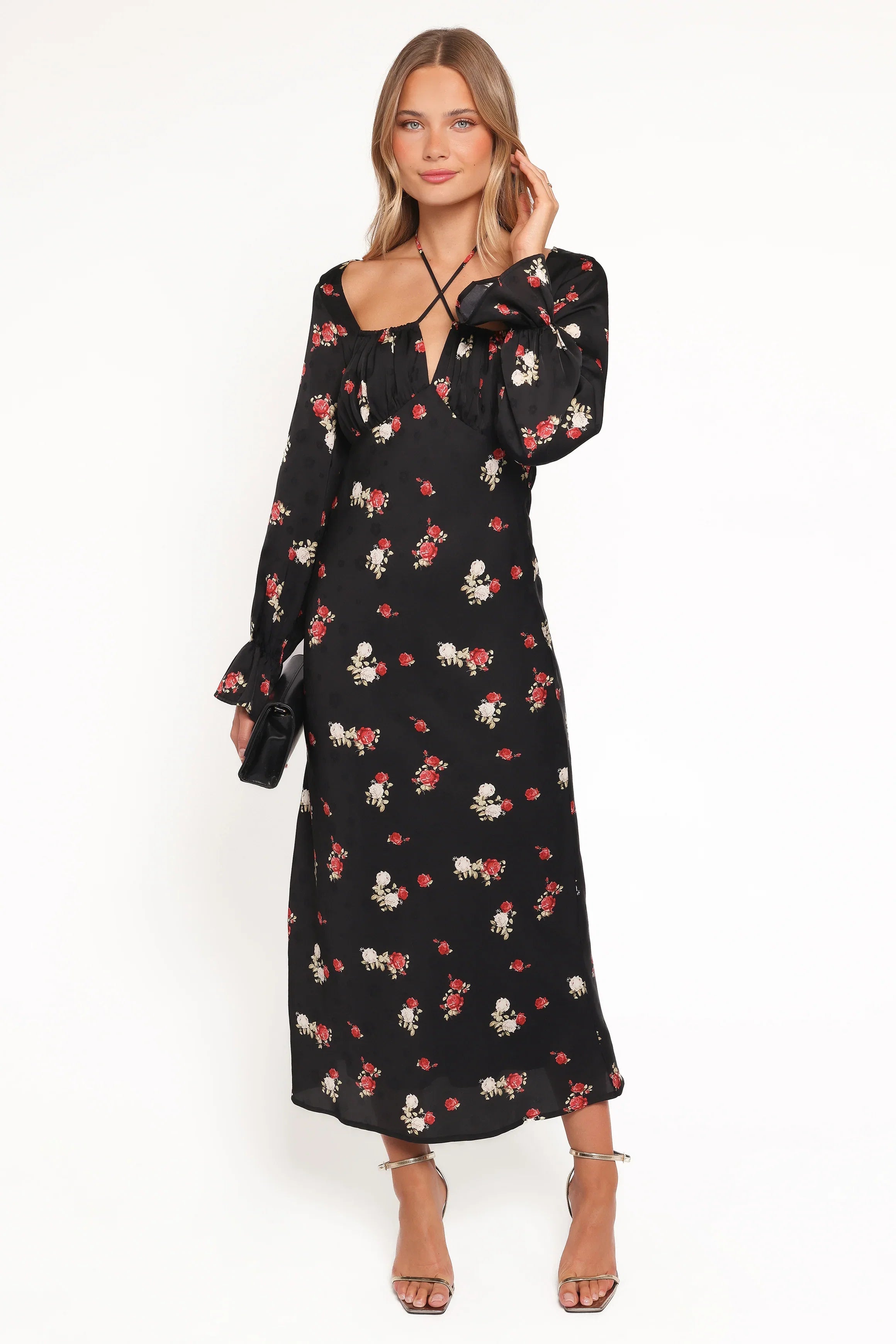 Pauline Long Sleeve Maxi Dress Black Floral