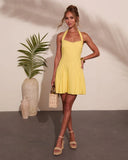 Summer Shine Halter Neck Linen Blend Mini Dress