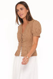 Lorraine Eyelet Top Brown