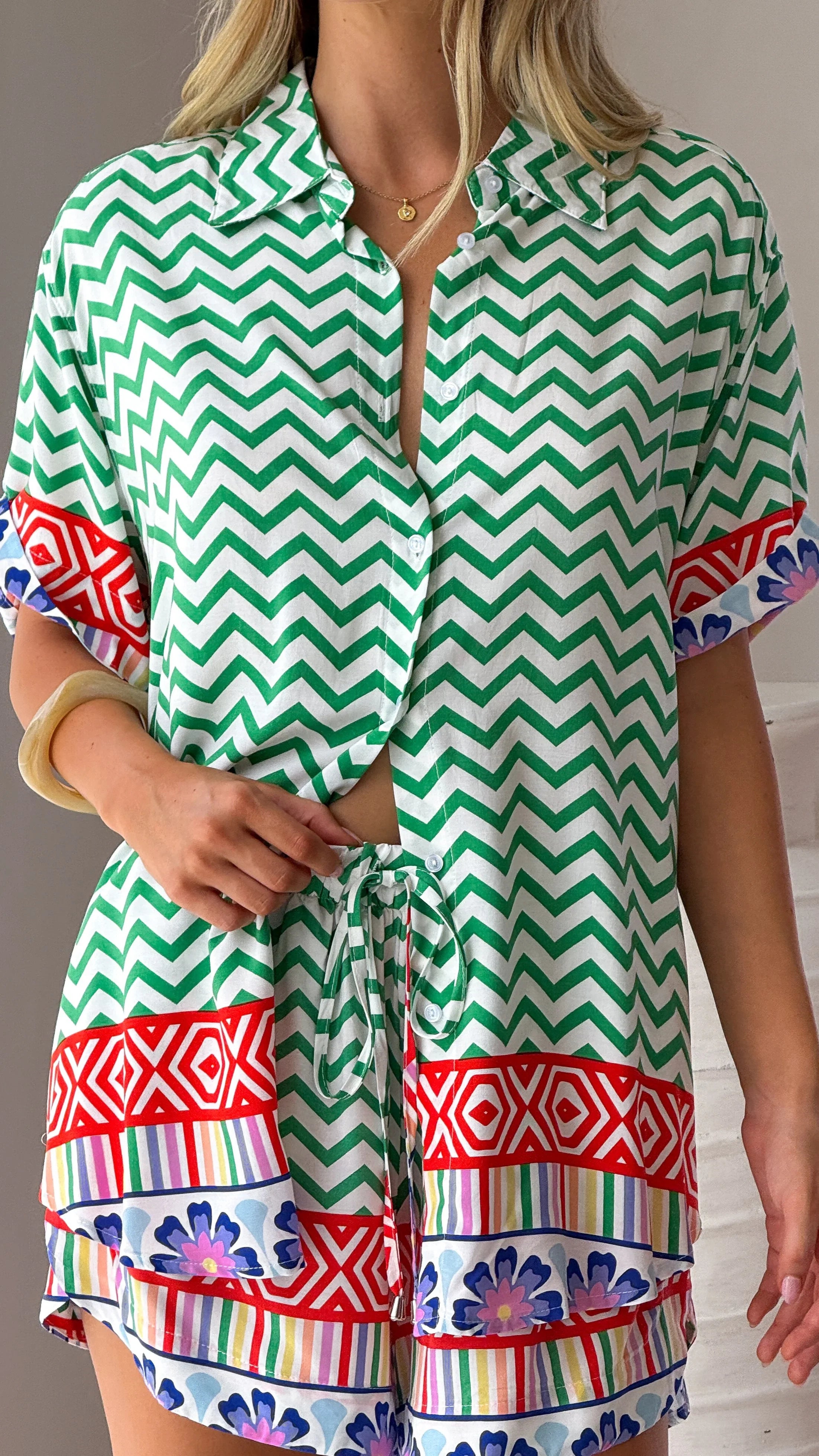 Lola Button Up Shirt Ziggy Print