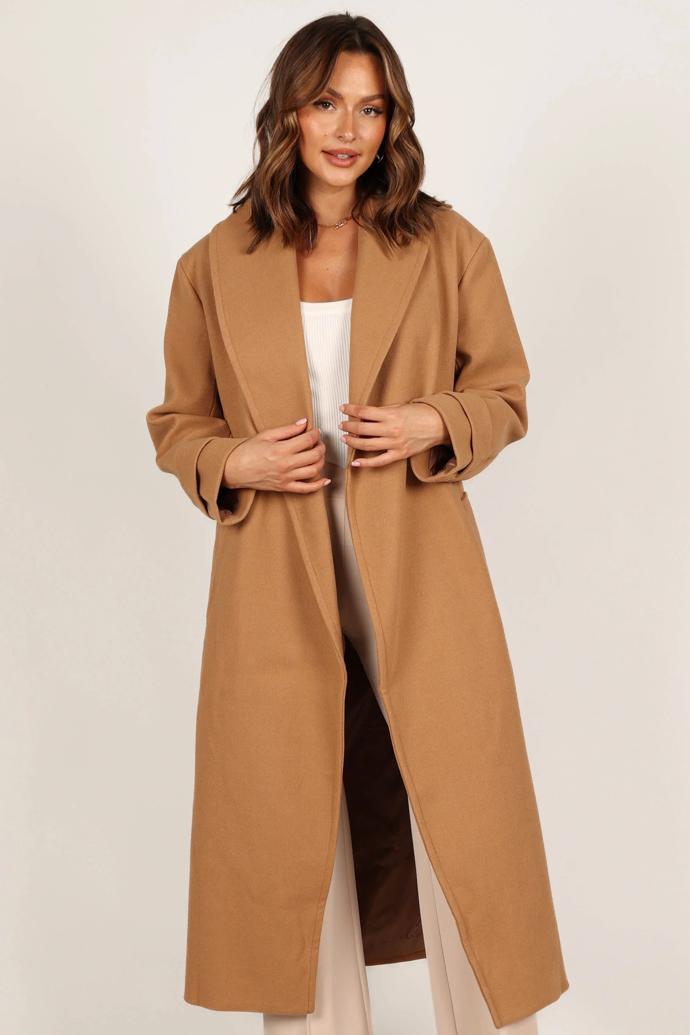 Emersyn Tie Front Coat Camel