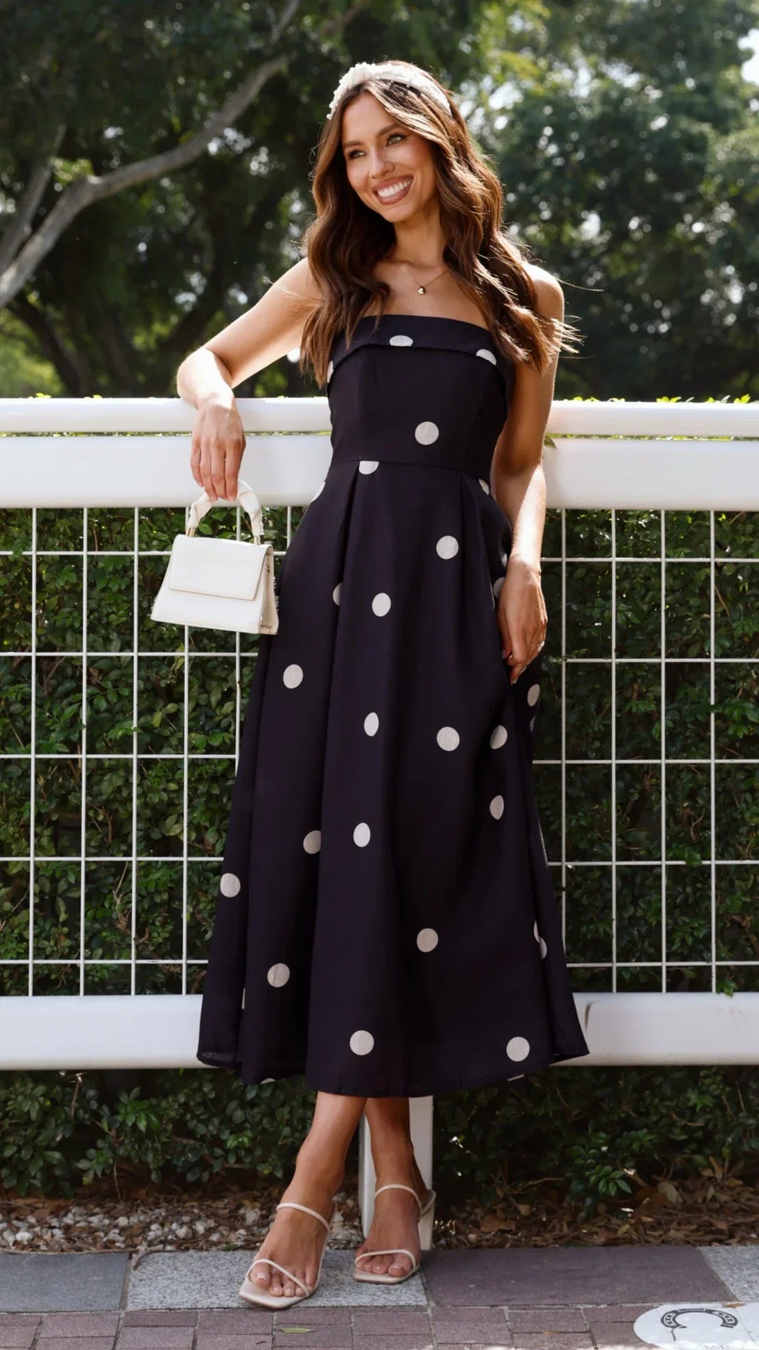 Tahlia Midi Dress Black Polka Print