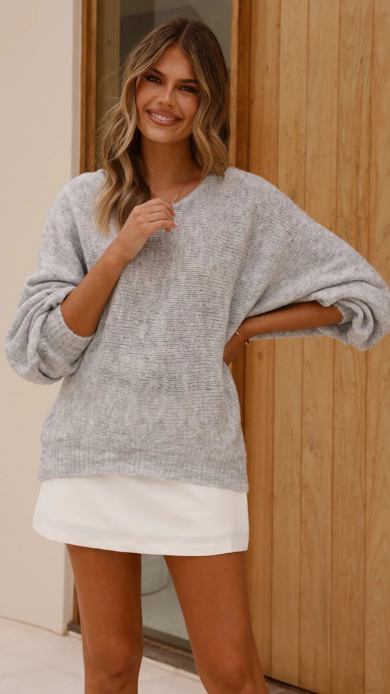 Isabella Knit Sweater Grey