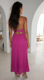Amelie Ruched Open Back Maxi Dress Pink