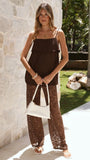 Yvette Top and Lace Pants Set Chocolate