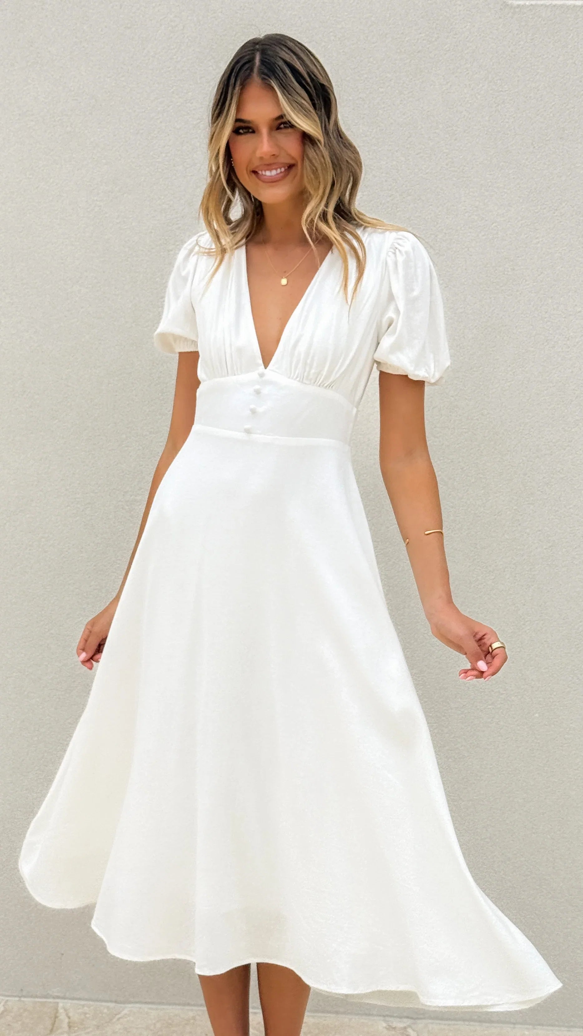 Melea Midi Dress White