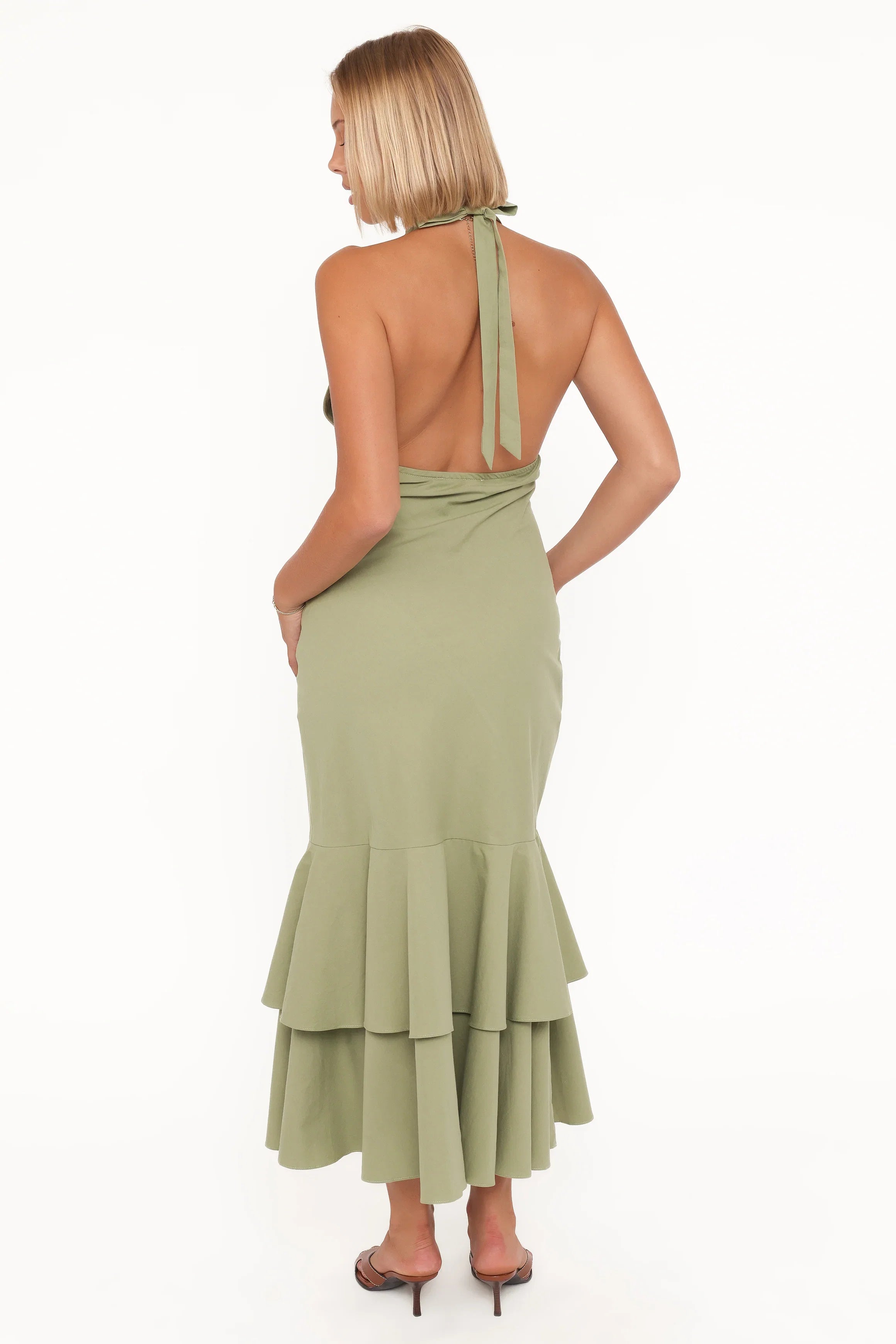 Robyn Halterneck Maxi Dress Olive Green
