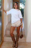Last Petal Falls Lace Trim Shorts Cream