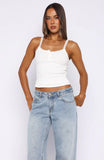 Holding On To You Lace Trim Top White