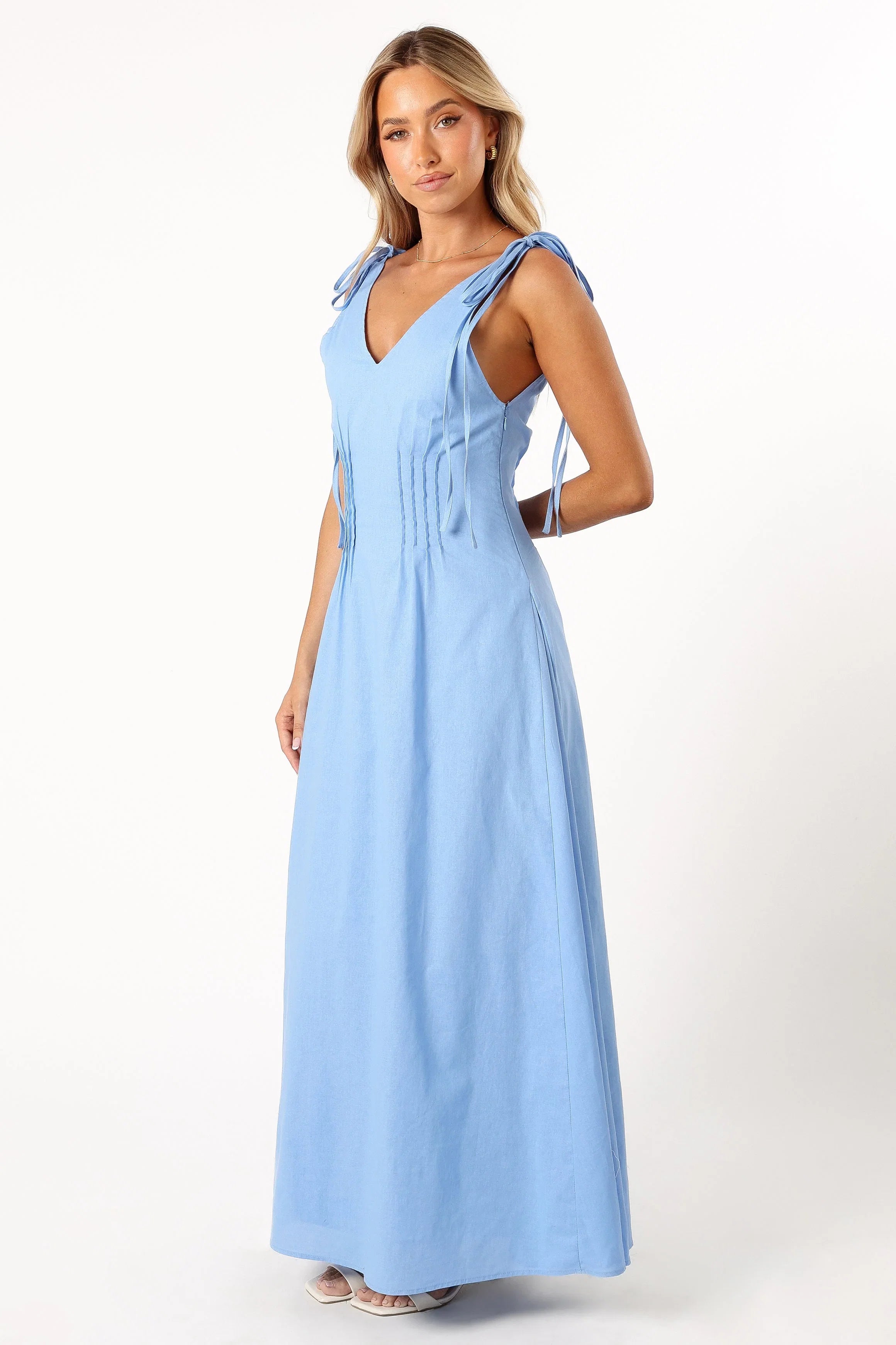 Lainey Tie Maxi Dress Blue