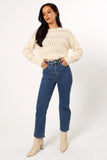 Watton Stripe Knit Sweater Cream