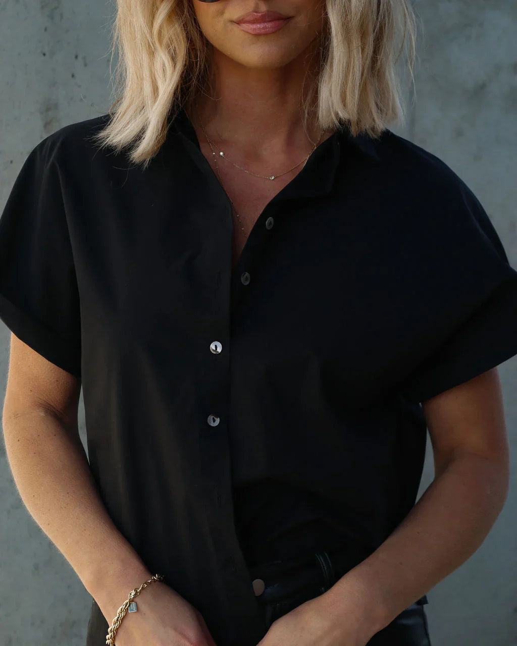 Patty Cotton Blend Button Down Top