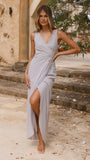 Pamela V Neck Maxi Dress Silver