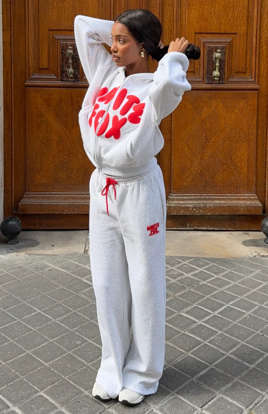 Club 14 Allie Wide Leg Sweatpants Grey Marle