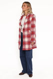 Travistine Long Plaid Coat Pink