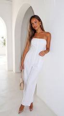 Elarya Tube Wide Leg Jumpsuit White