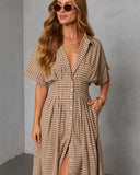 Backroad Blues Gingham Midi Shirt Dress