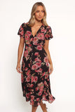 Logen Floral Midi Dress Black Floral