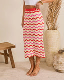 Warm Sand Wavy Knit Midi Skirt