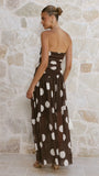 Riko Strapless Maxi Dress Chocolate Macro Polka