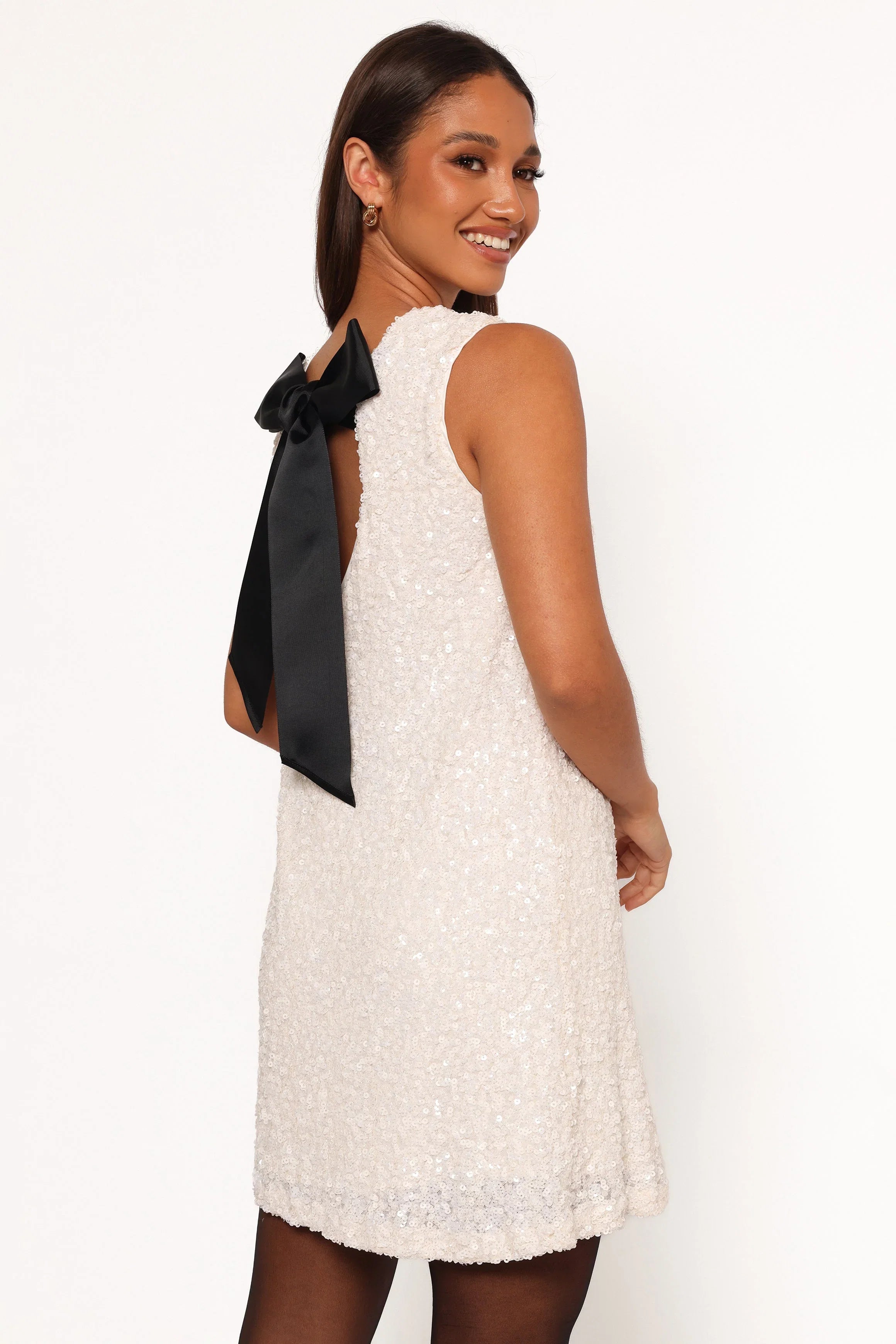 Kezie Sequin Mini Dress Cream
