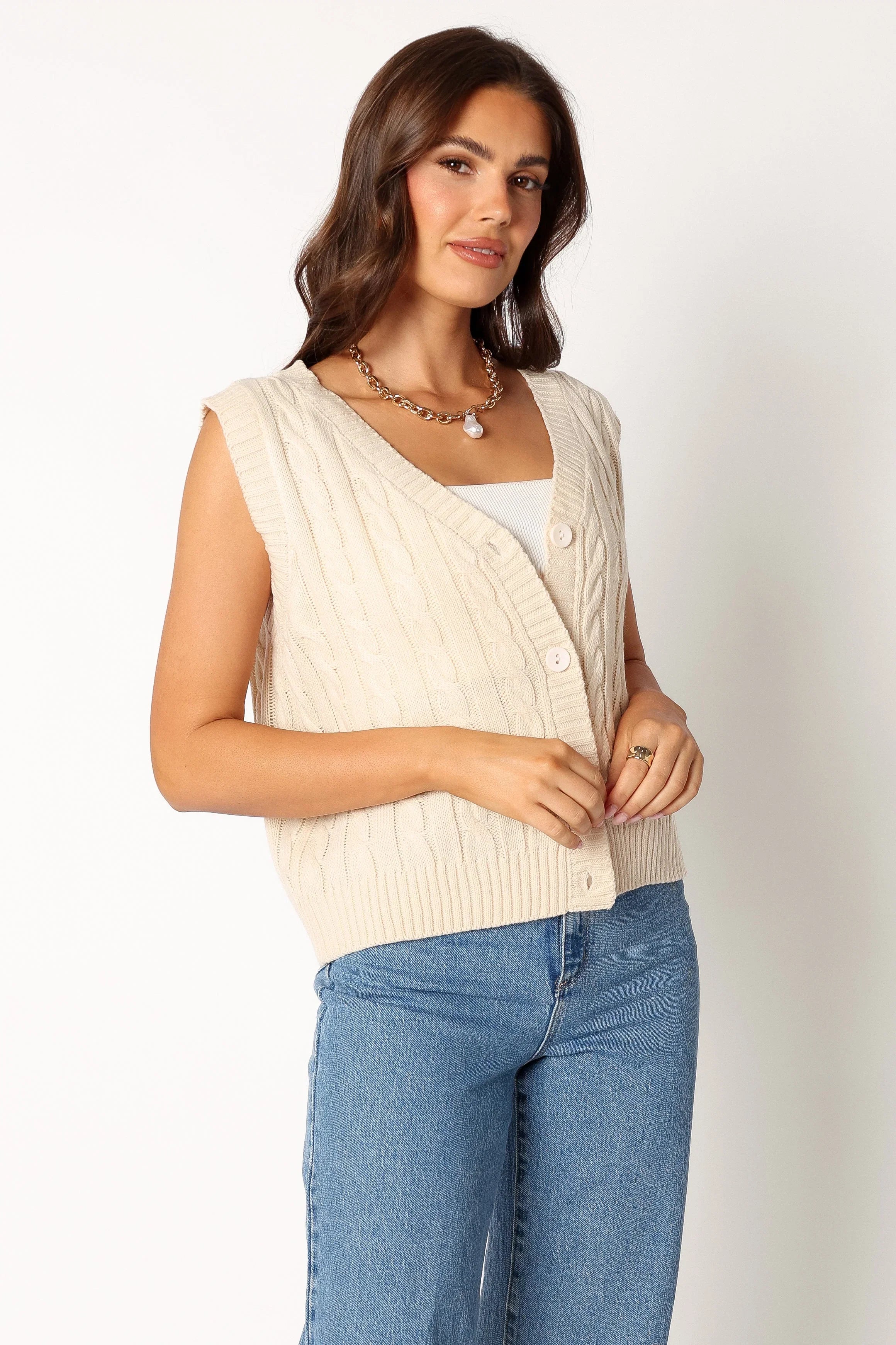 Kyle Knit Vest Cream