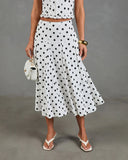 Spotted Dream Polka Dot Linen Blend Midi Skirt