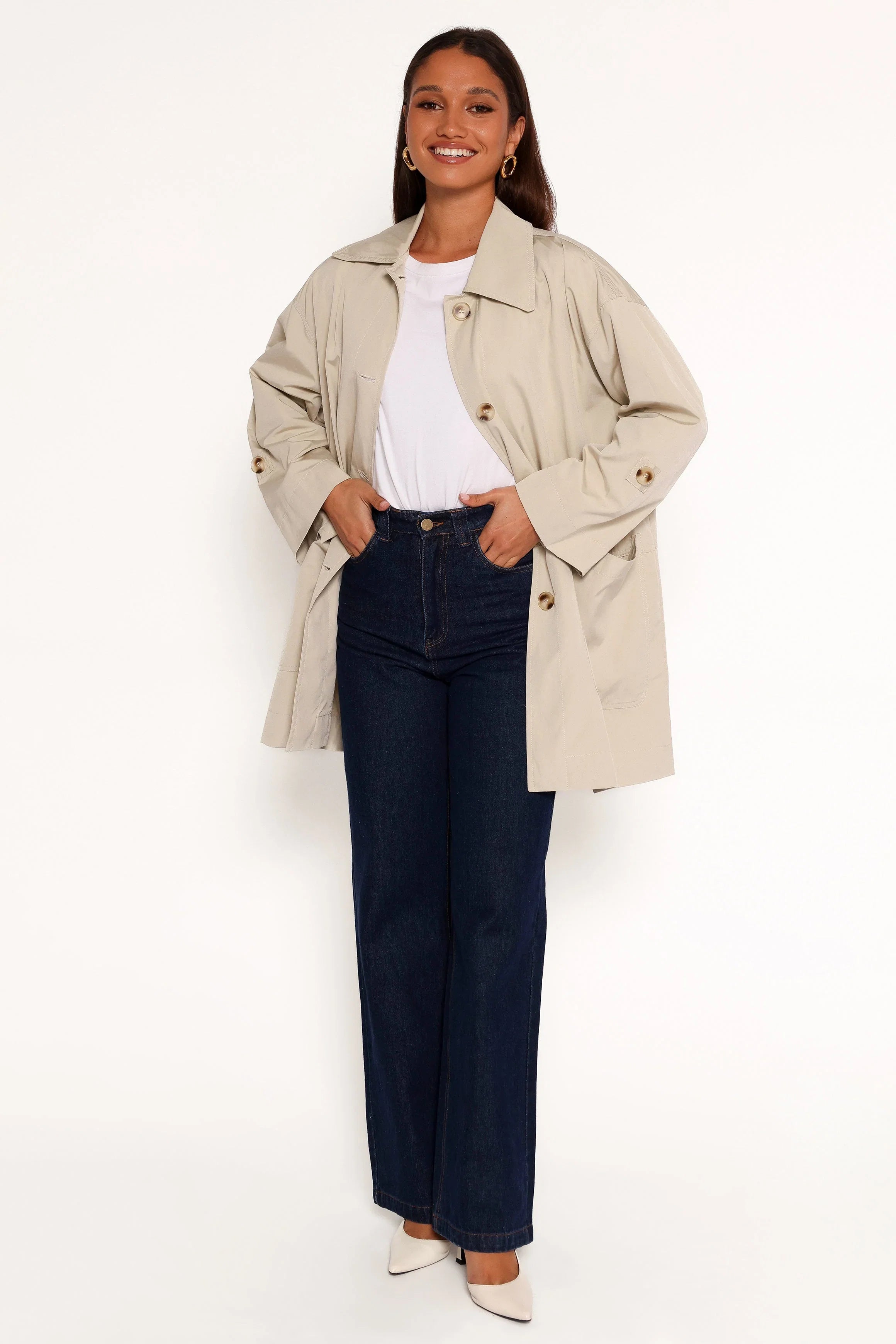 Stella Button Front Collar Jacket Taupe