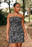 Zuri Rosette Mini Dress Black Floral