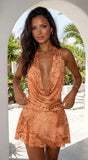 Savanya Animal Print Cowl Mini Dress Orange