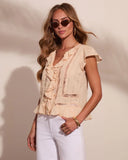Sunlit Reverie Ruffle Lace Trim Top