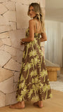 Marcel Maxi Dress Brown Green Palm