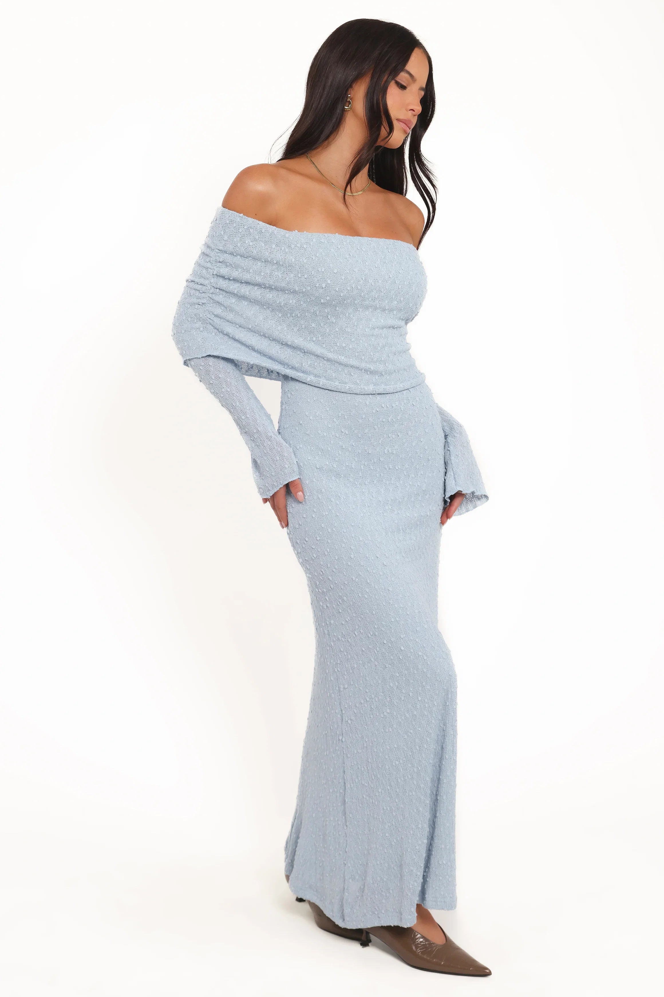 Wilma Off Shoulder Dress Blue