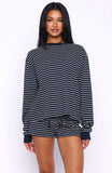 Touchdown Relaxed Shorts Navy Stripe