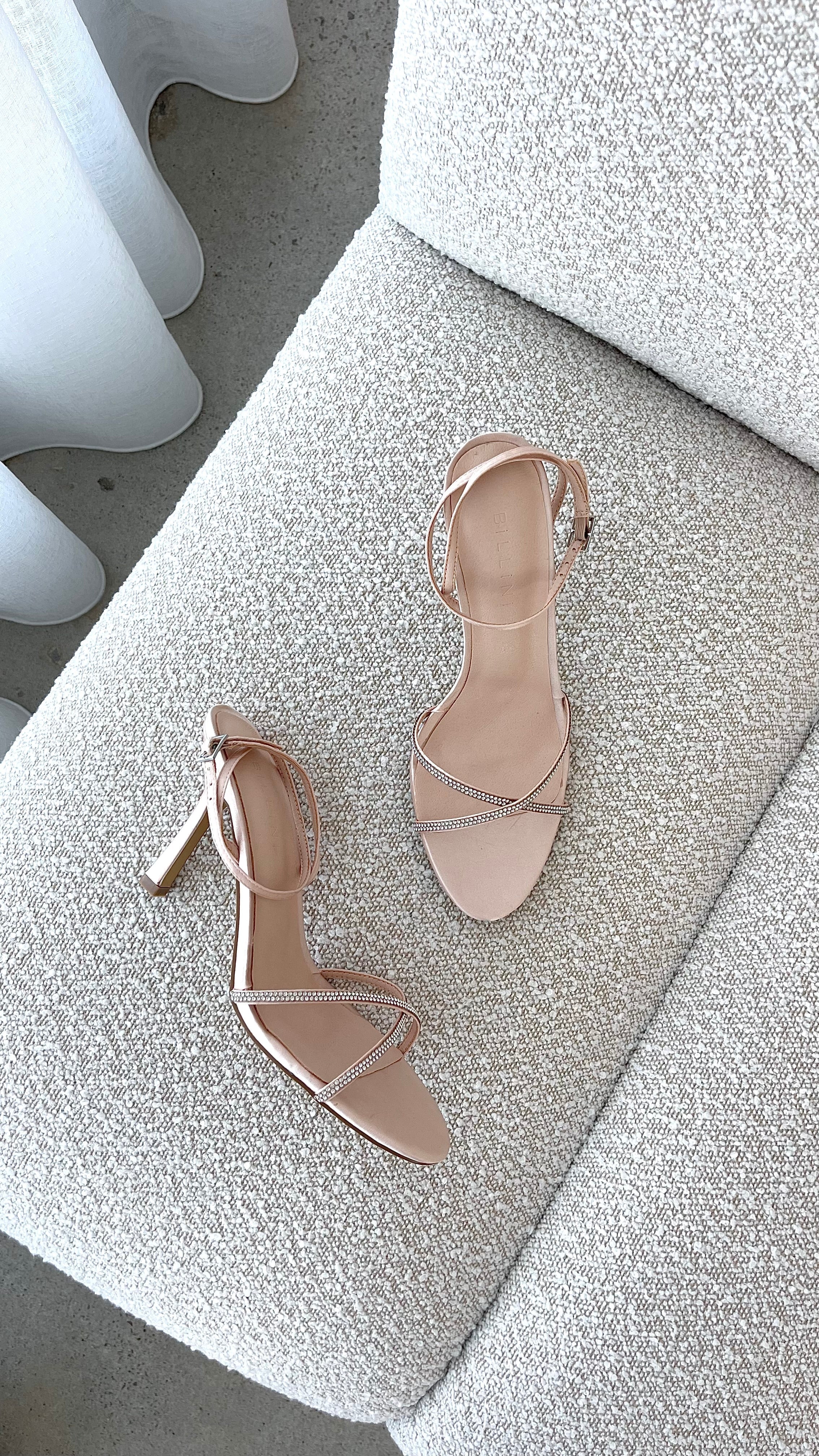 Vixin Heels Champagne Satin Diamante