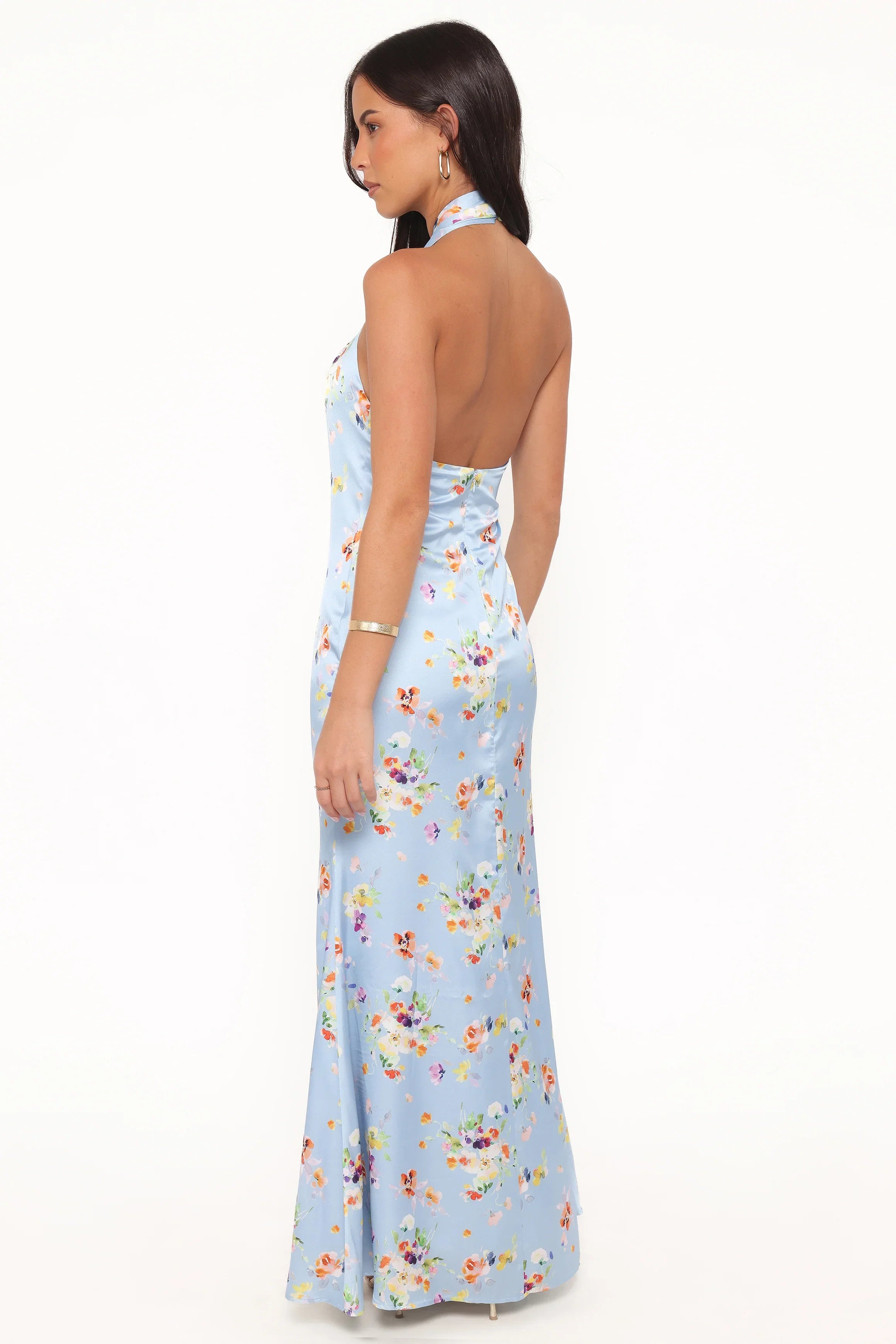 Mila Halterneck Maxi Dress Cornflower Blue Floral