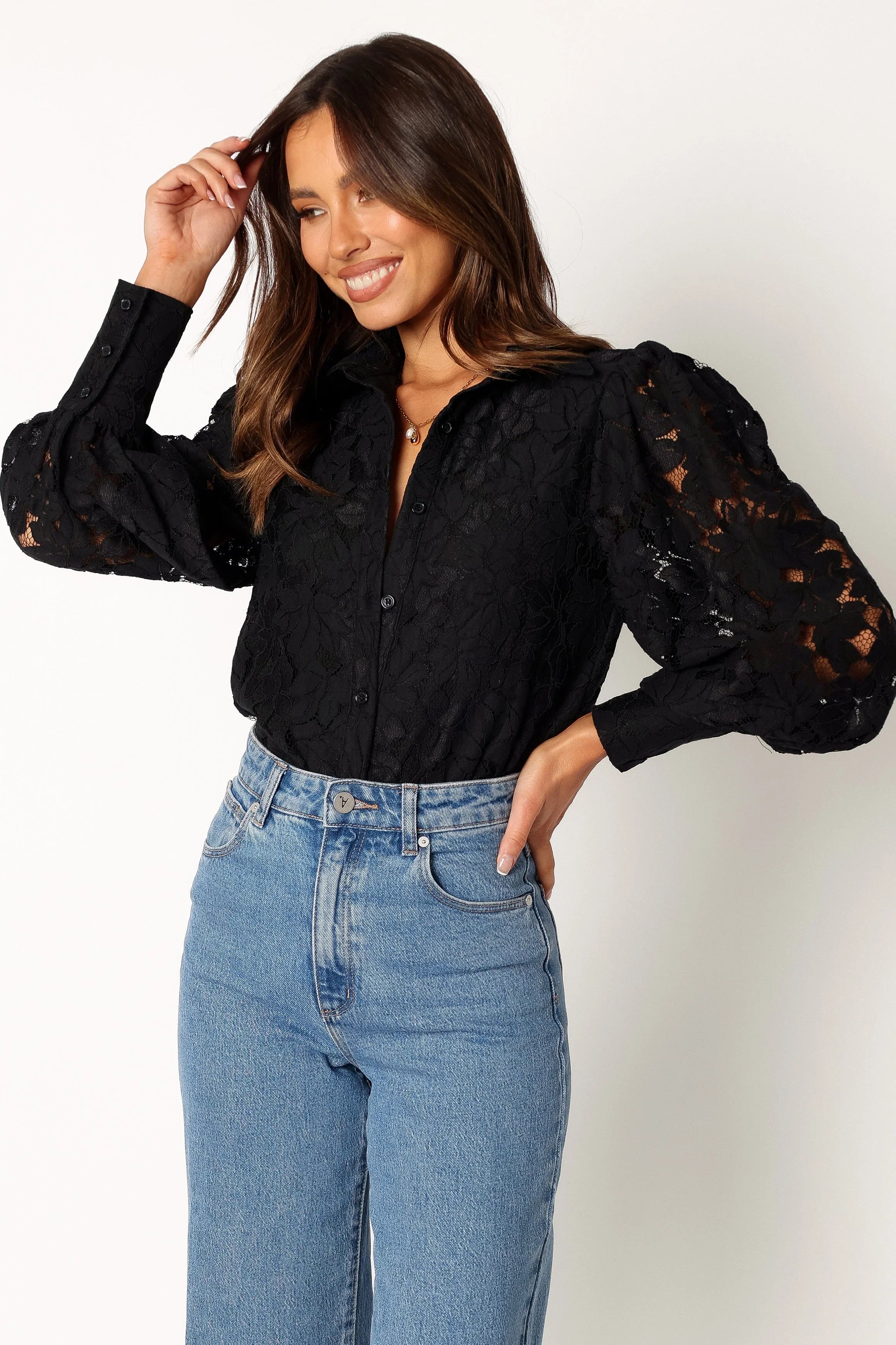 Tadeo Lace Shirt Black