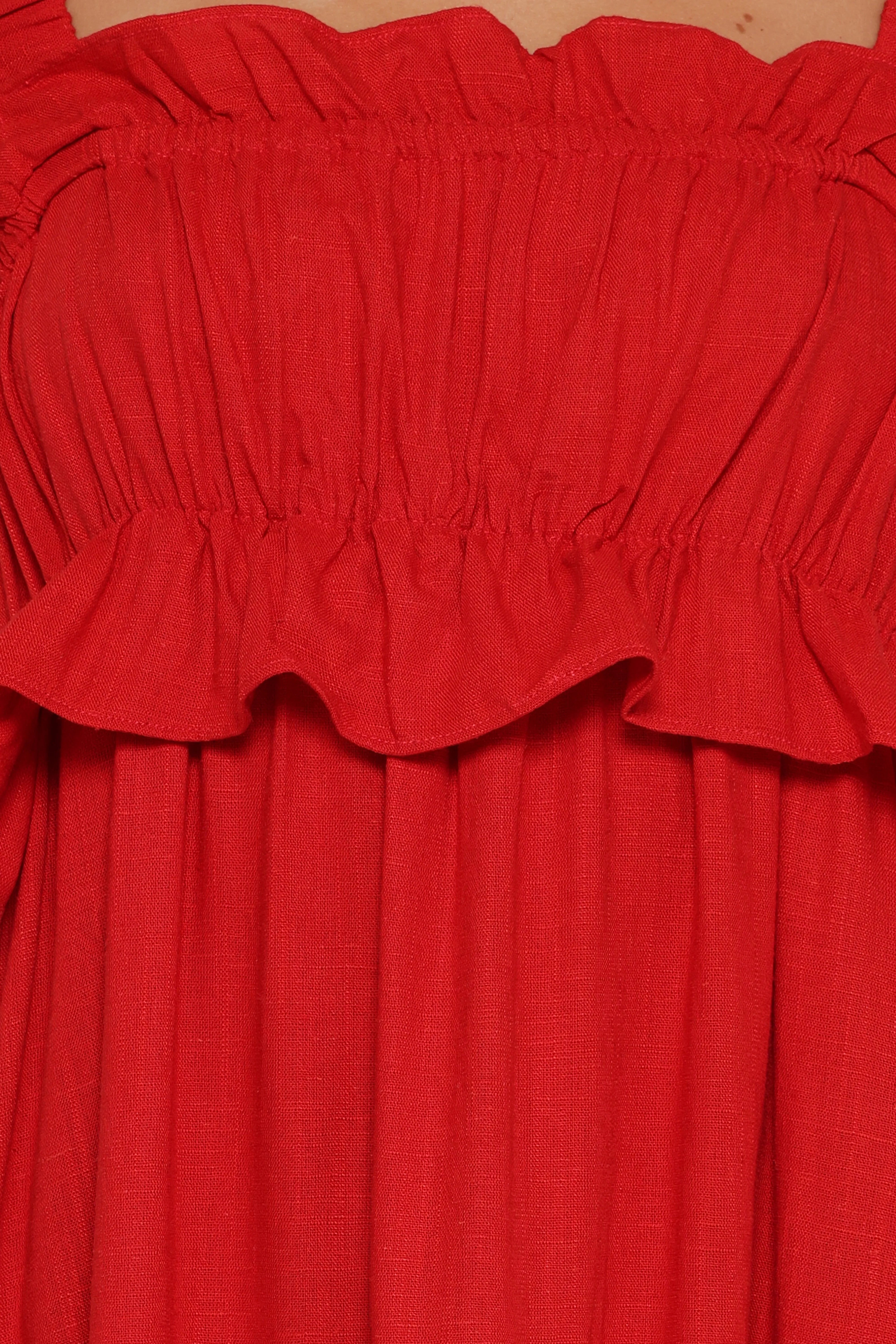 Ross Frill Strap Maxi Dress Red