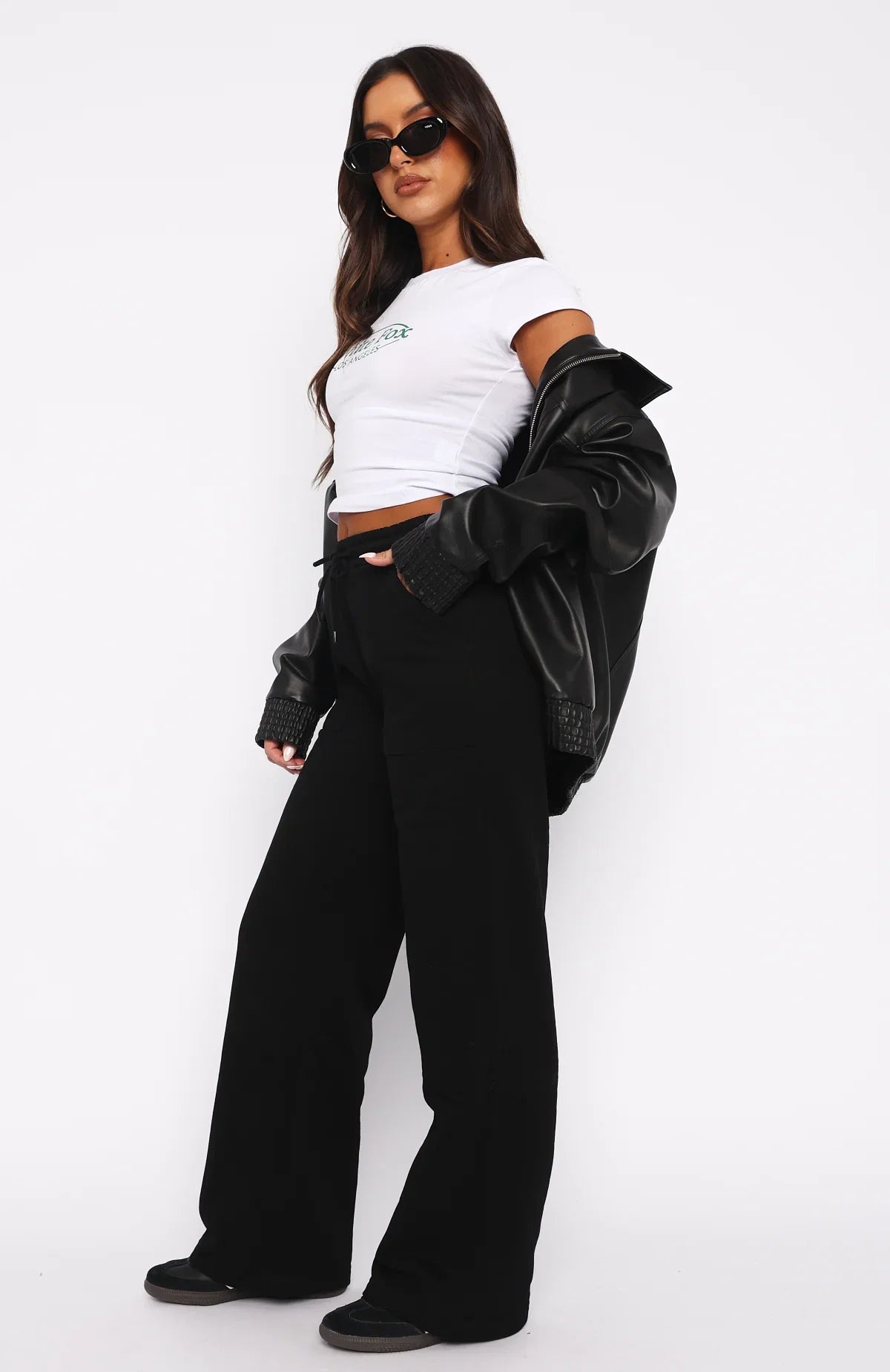 Youd Love It Here Wide Leg Sweatpants Black