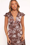 Solara Maxi Dress Brown Floral Print