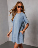Joellie Denim Mini Shift Dress
