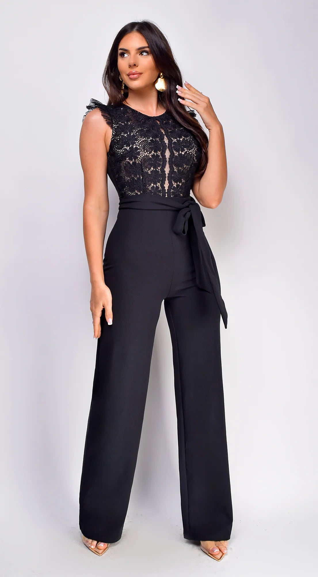 Amiliana Lace Top Jumpsuit Black