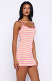Ive Been Thinking Knit Mini Dress Bubblegum Stripe