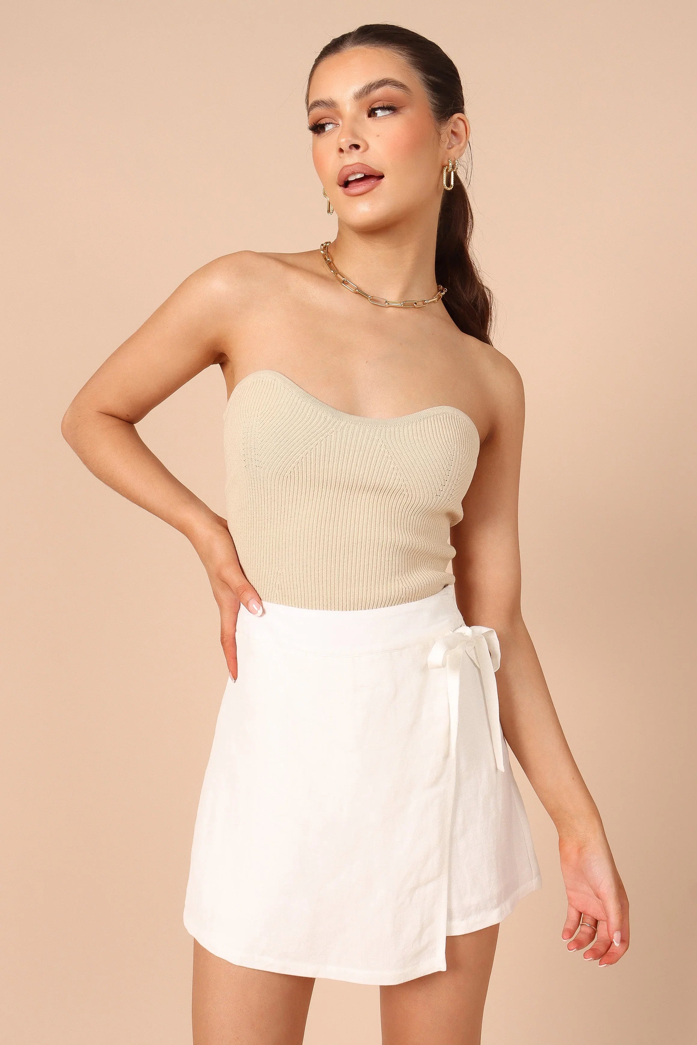 Roxy Faux Wrap Skort Ivory