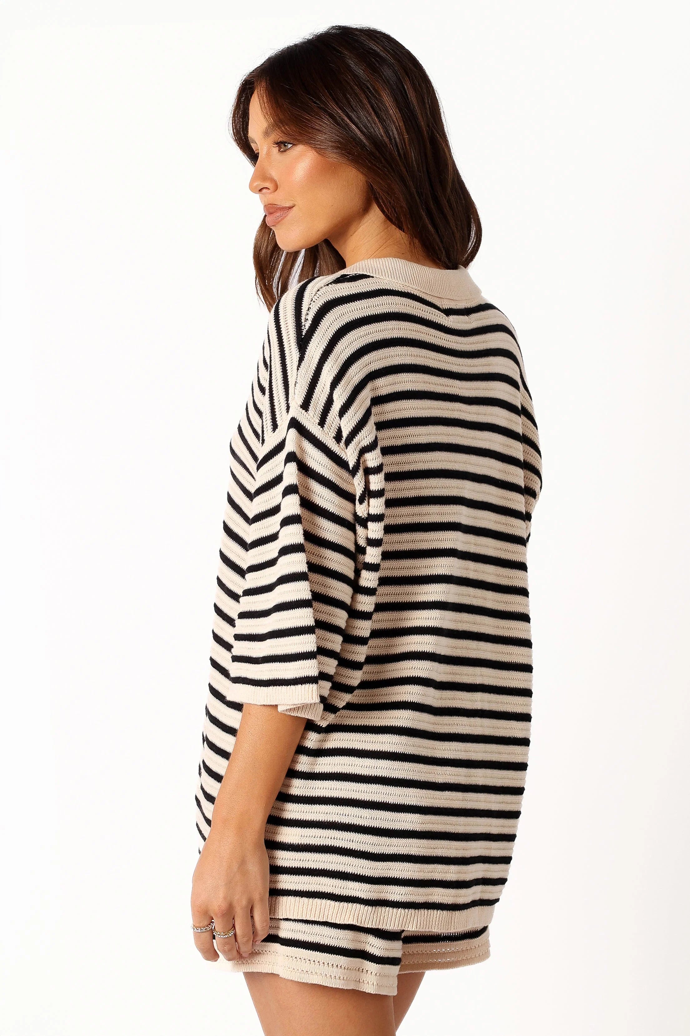 Cherie Knit Shirt Sand Black